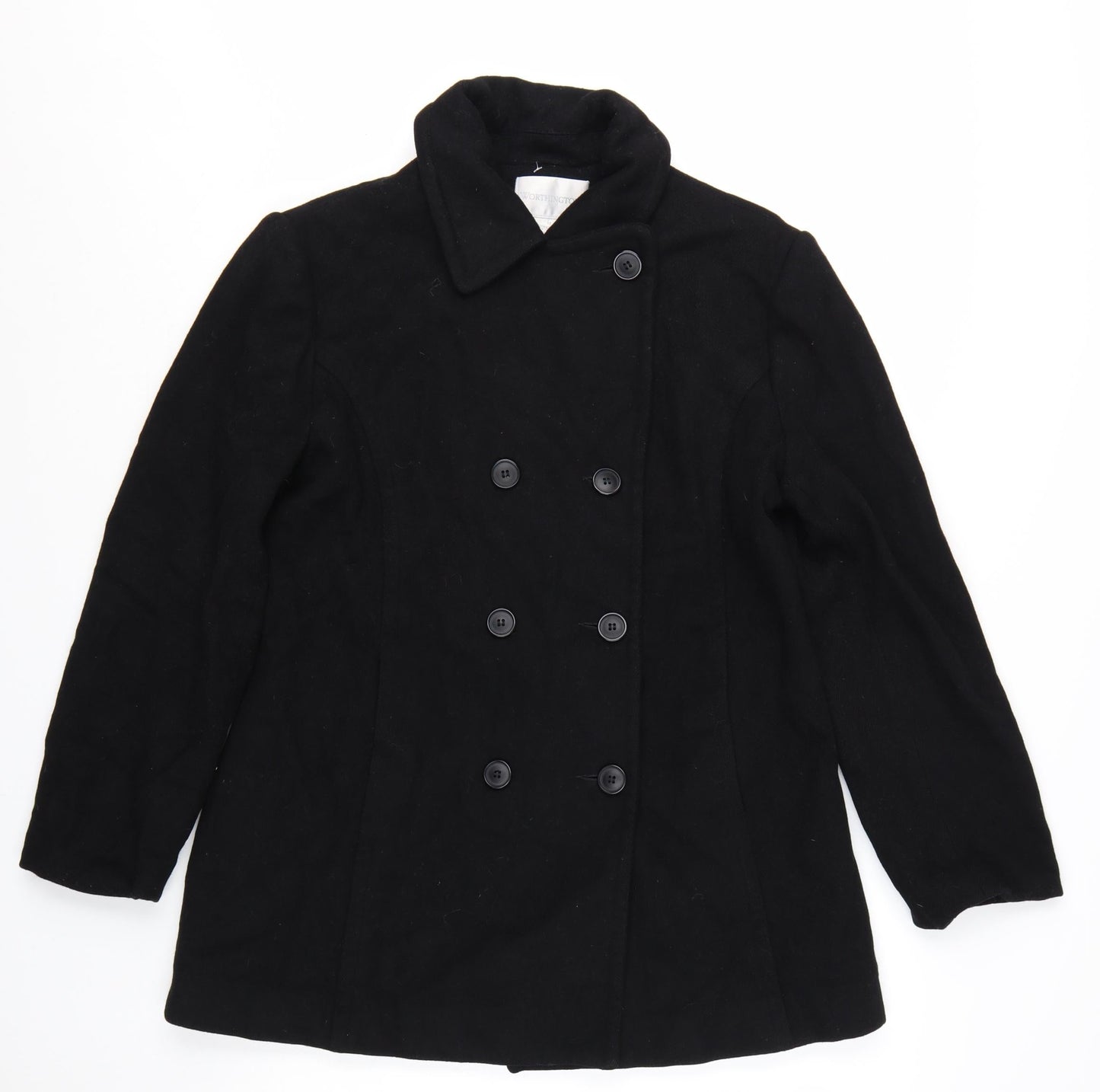 Worthington Womens Black Wool Blend Pea Coat Size 12