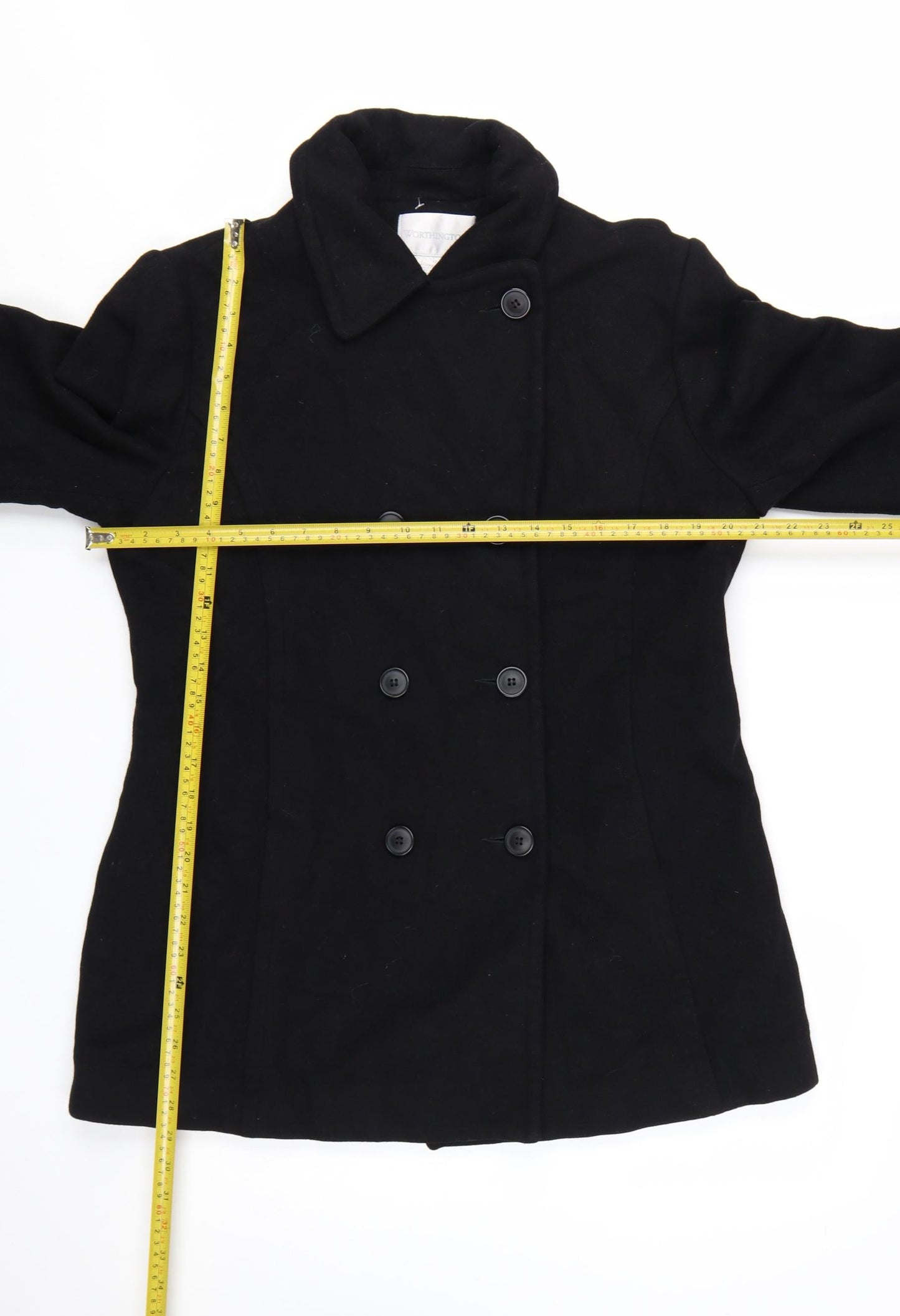 Worthington Womens Black Wool Blend Pea Coat Size 12