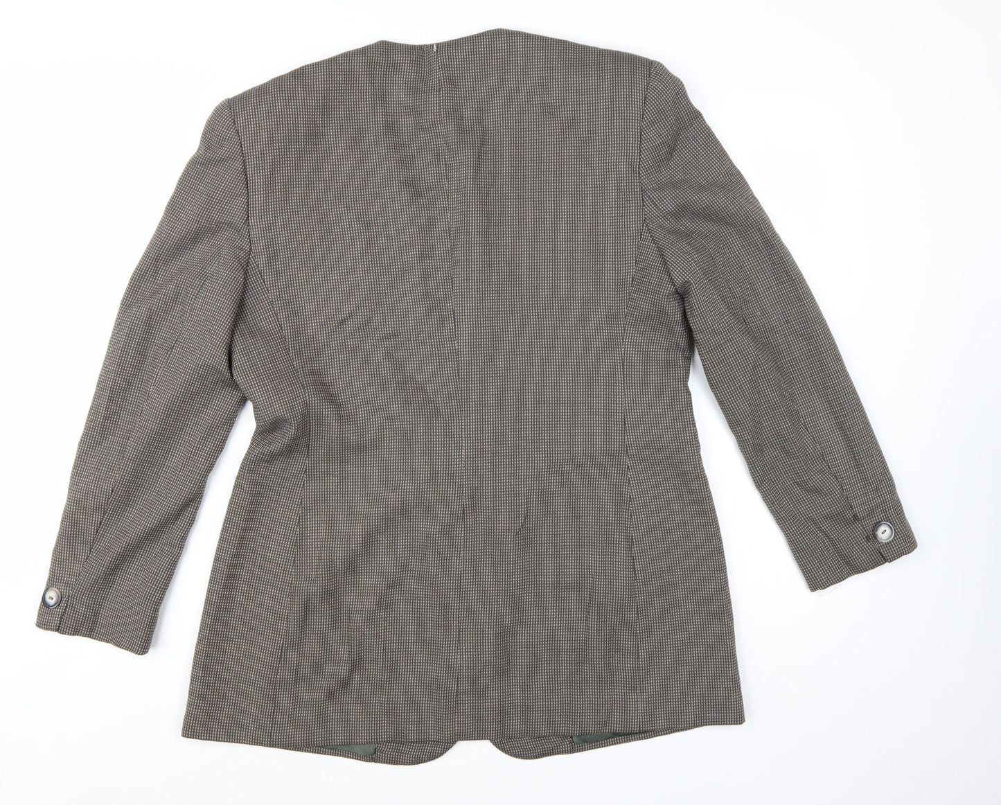 Jones New York Women Brown Houndstooth Double-Breasted Blazer Size 12