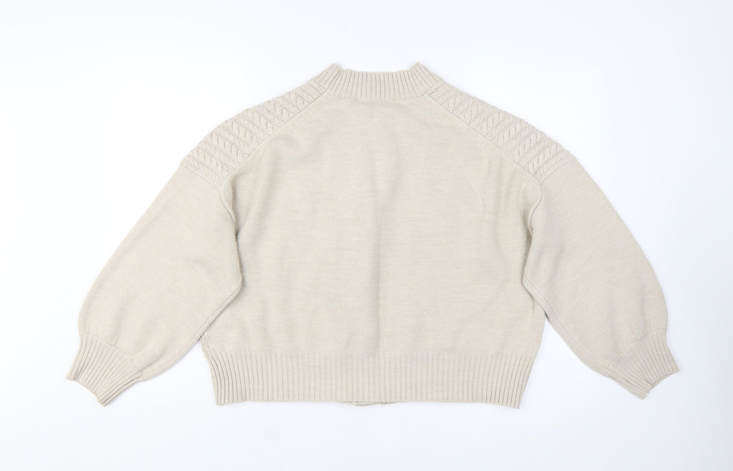 French Connection Women's Beige Cable Knit Cardigan L