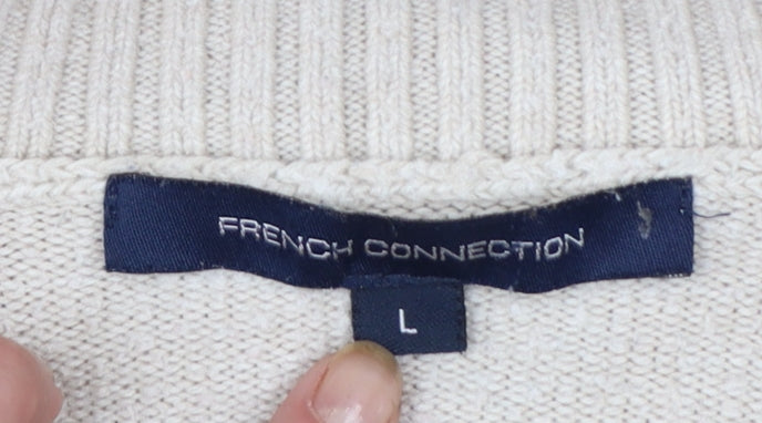 French Connection Women's Beige Cable Knit Cardigan L