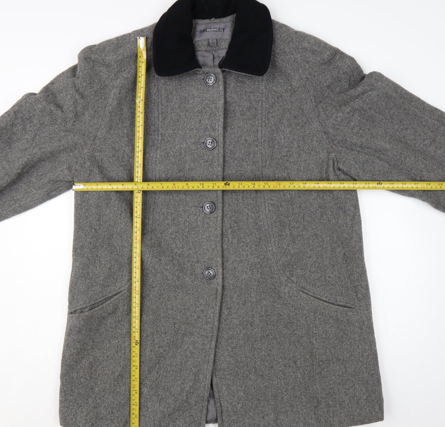 Bromley Collection Women’s Grey Wool Overcoat Size 12 Classic Style