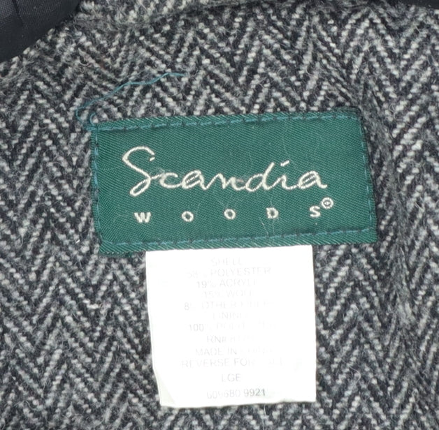 Scandia Woods Women's Grey Wool Blend Herringbone Duffle Coat Size L
