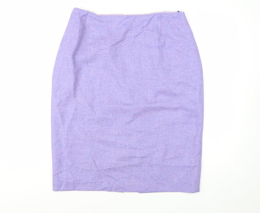 Paddy Campbell Women Purple Wool Tweed Pencil Skirt Size 16