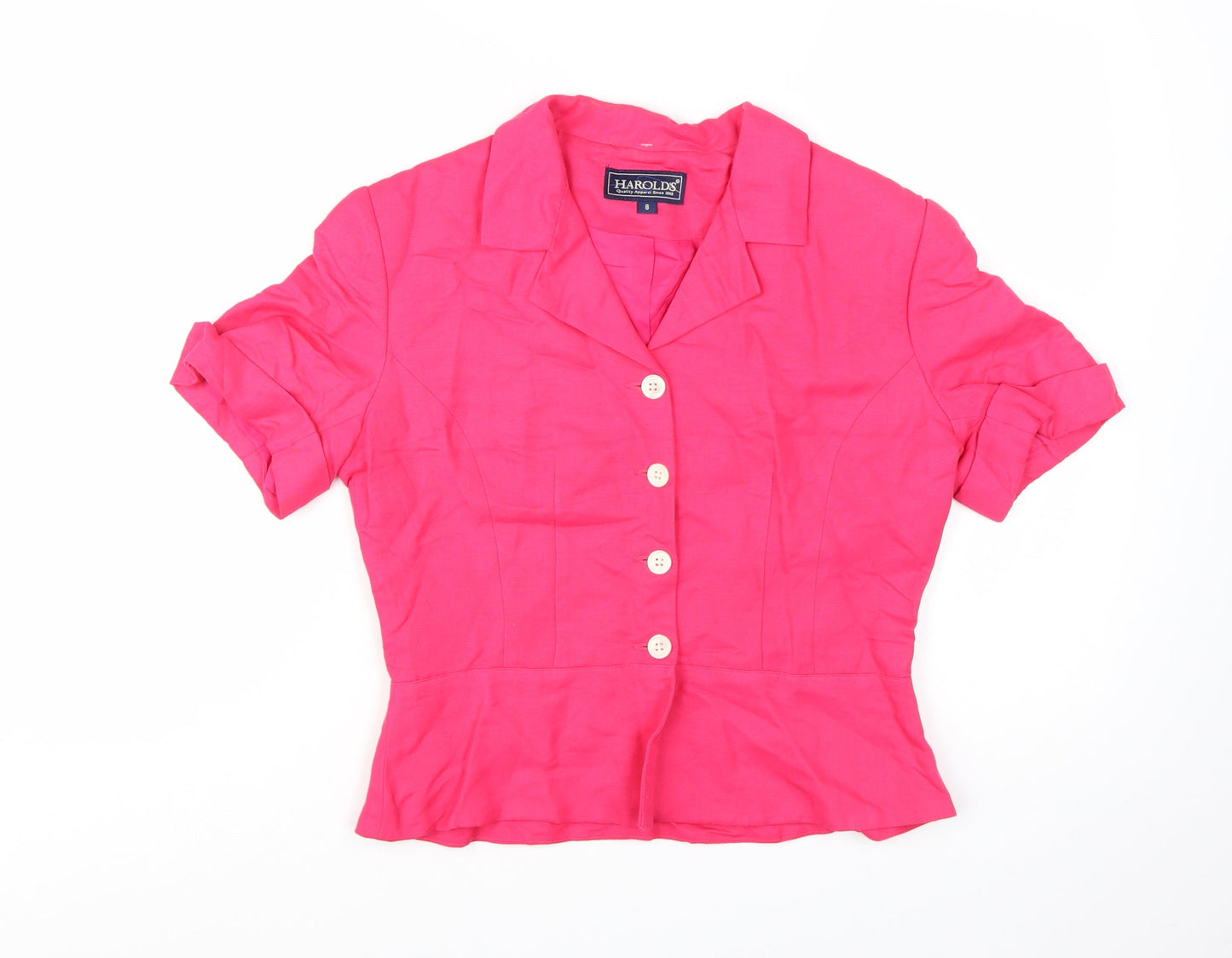Harold's Pink Linen Women's Size 8 Short Sleeve Suit Top