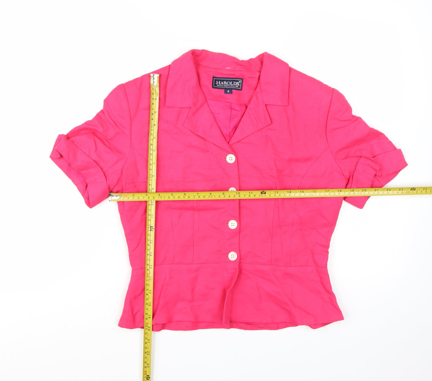 Harold's Pink Linen Women's Size 8 Short Sleeve Suit Top