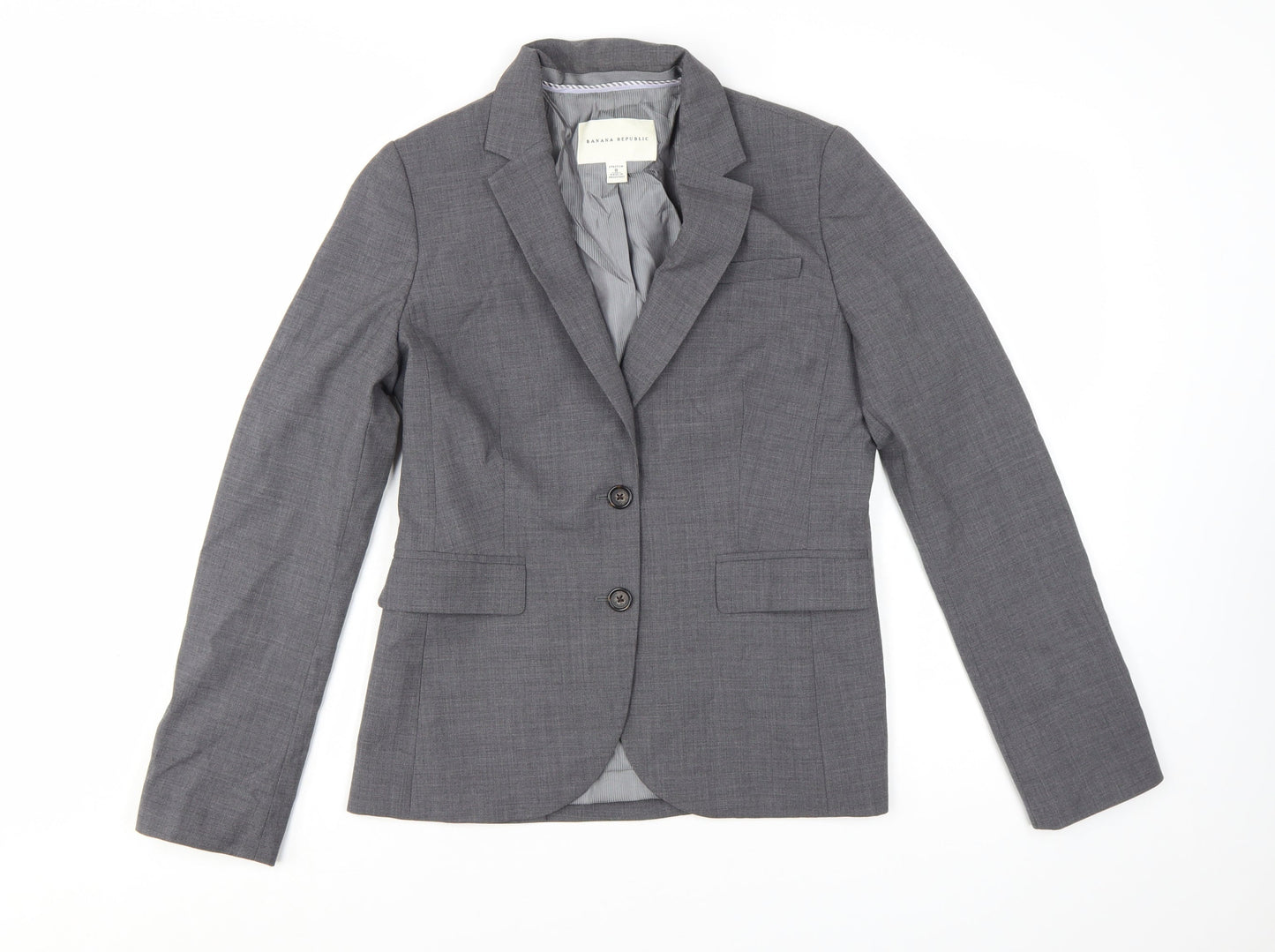 Banana Republic Women Grey Wool Blend Blazer Size 8 Single Breasted