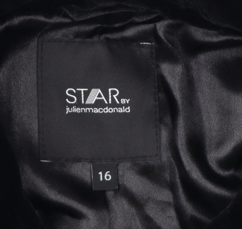 Star by Julien Macdonald Women's Black Velvet Biker Jacket Size 16