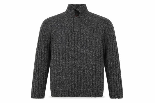 Guess Men's Grey Lambswool 1/2 Zip Chunky Knit Jumper XL