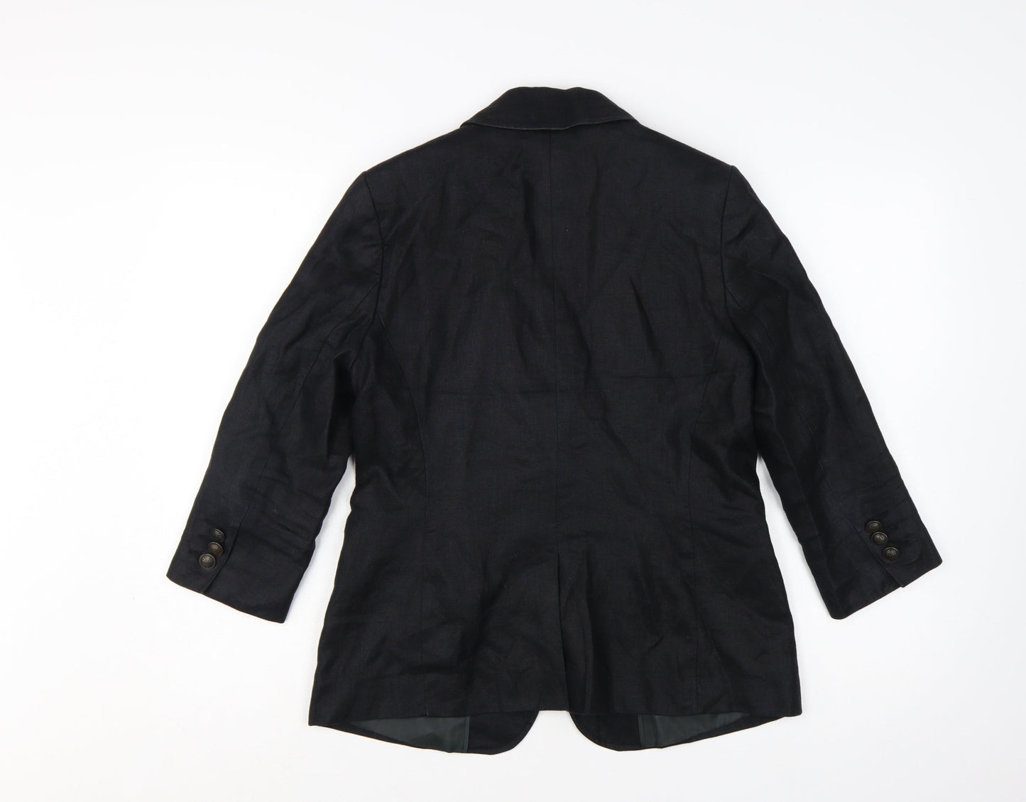 Marks and Spencer Womens Black Linen Single-Breasted Blazer Size 12