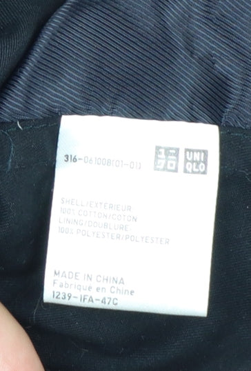 Uniqlo Men's Black Cotton Trench Coat M Mid-Length Classic