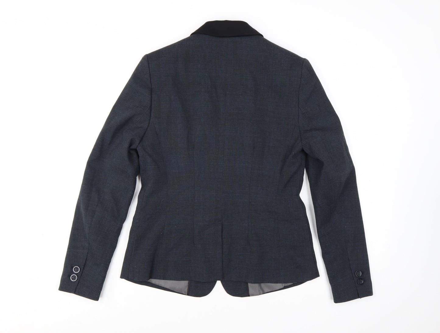 Next Women Blue Check Blazer Size 12 Regular Tailored Jacket