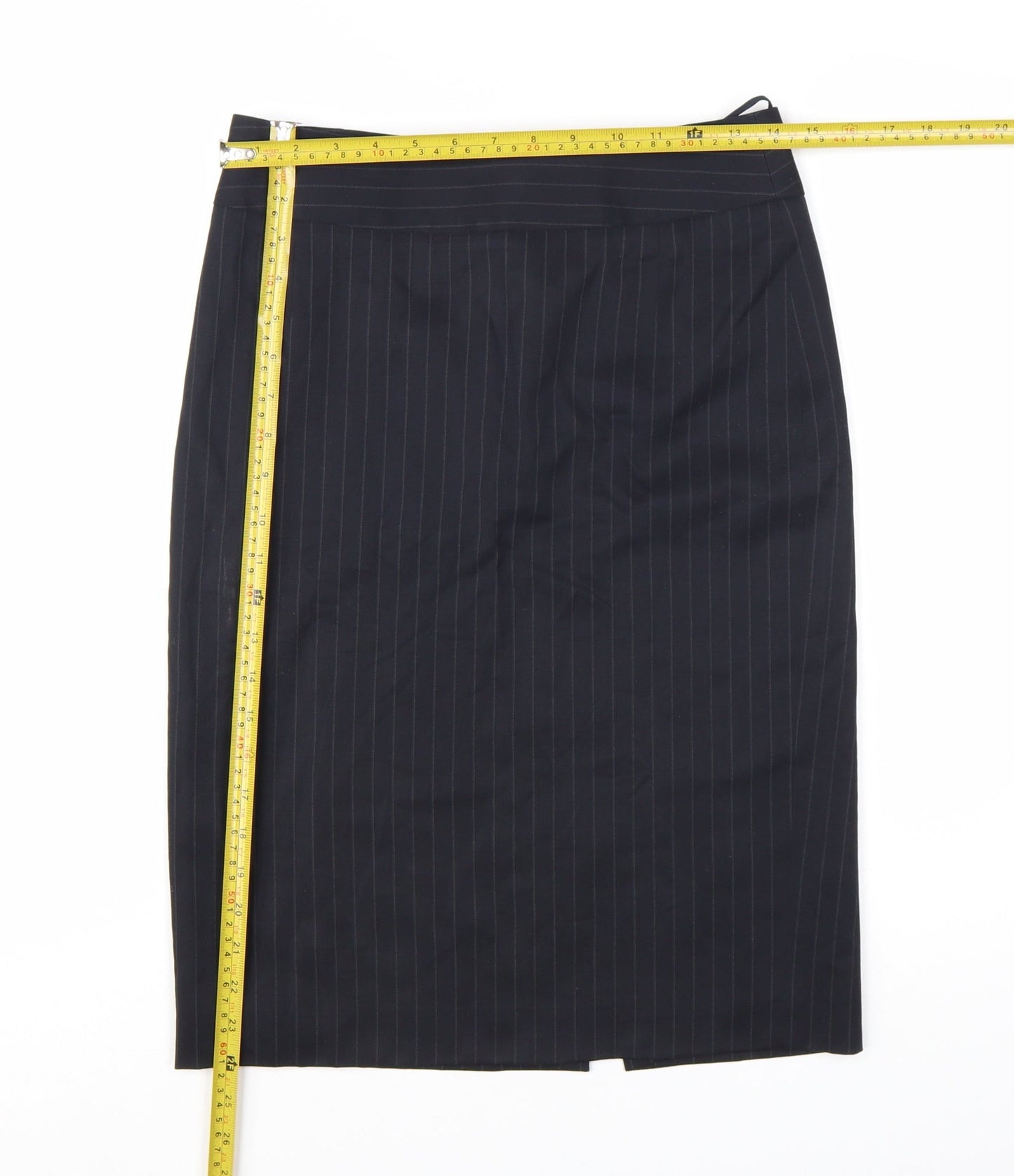 Hugo Boss Women's Black Pinstripe Wool Pencil Skirt Size 6