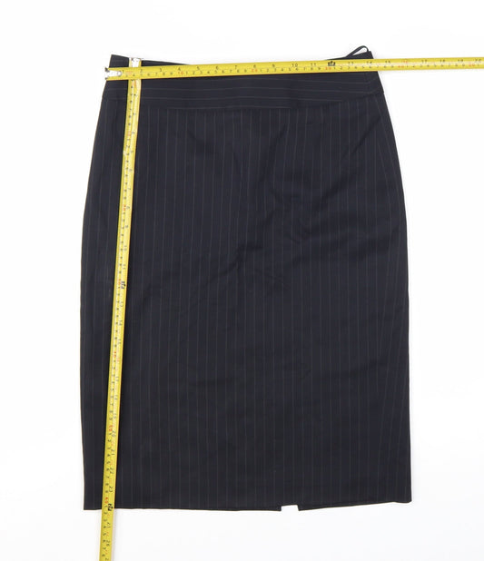 Hugo Boss Women's Black Pinstripe Wool Pencil Skirt Size 6