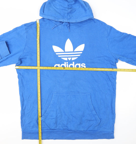 Adidas Men's Blue XL Pullover Hoodie with Trefoil Logo