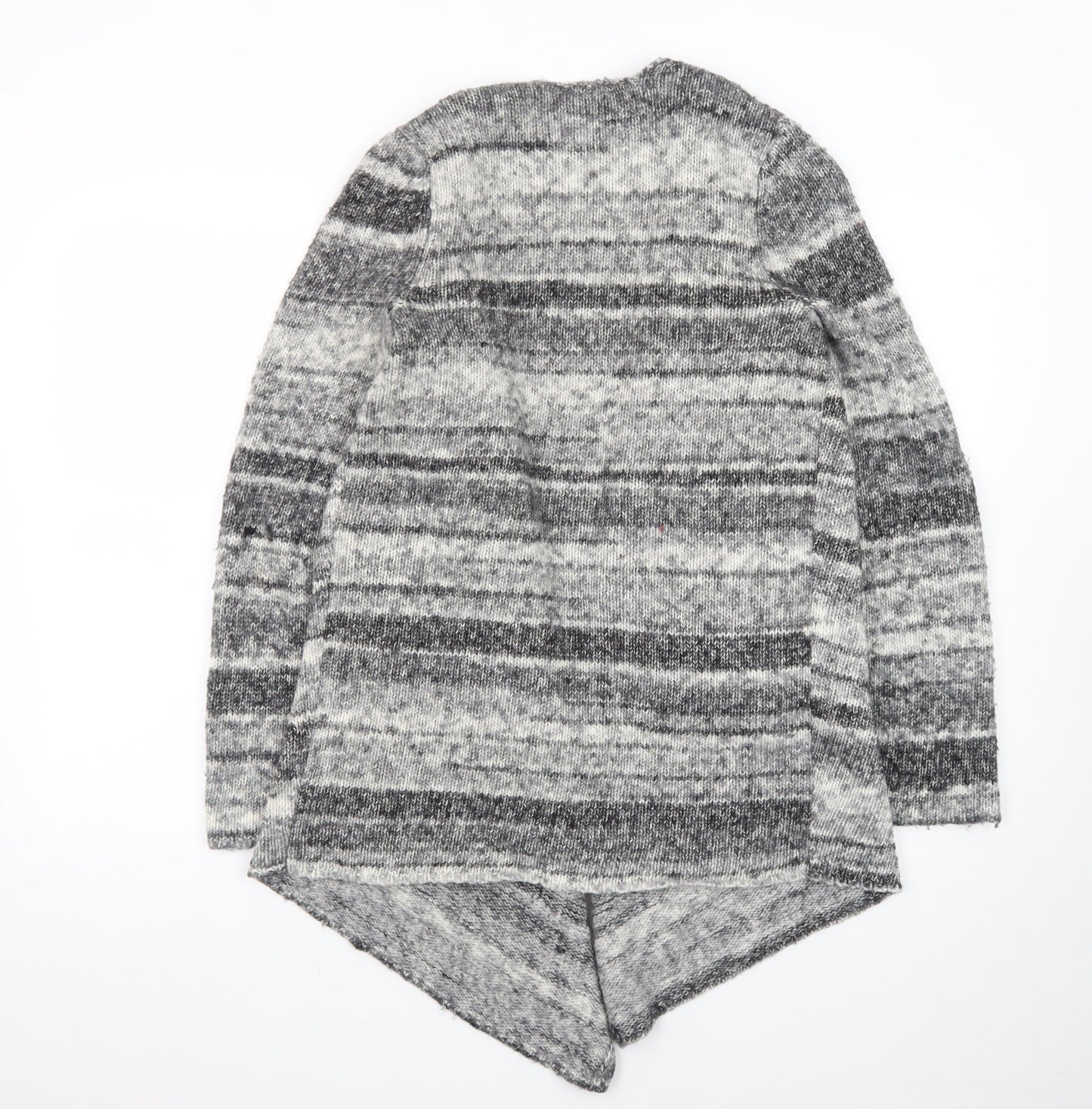 Maine New England Women Grey Size 12 Chunky Knit Open Cardigan