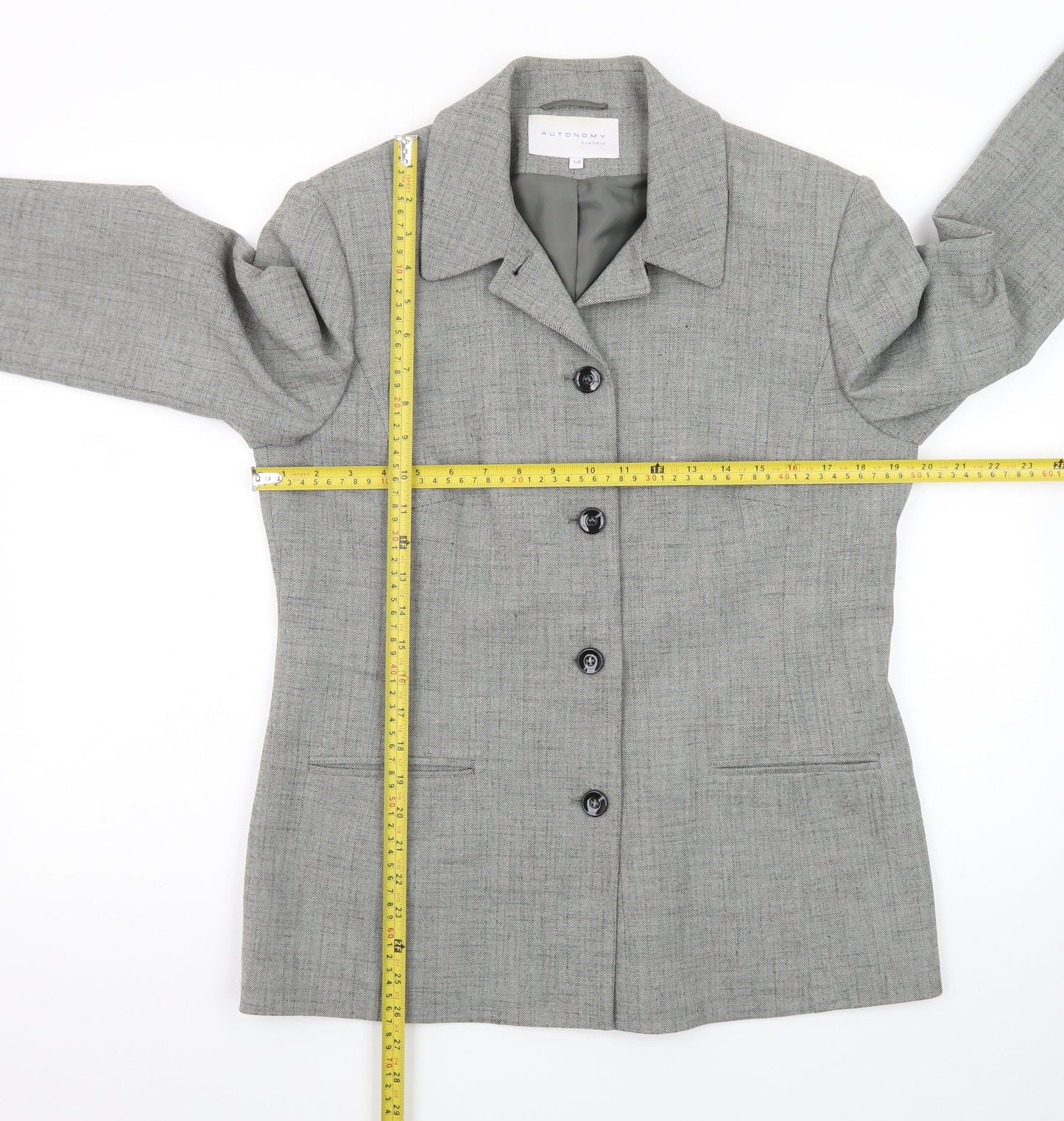 Autonomy Classic Women's Grey Size 14 Single-Breasted Suit Jacket