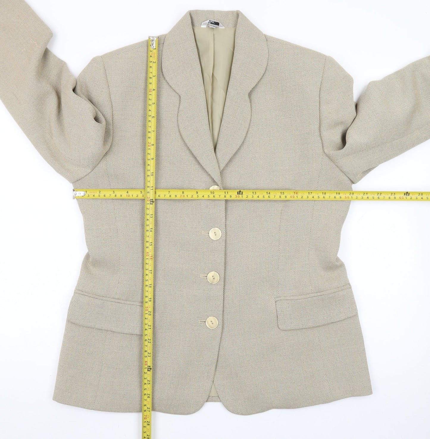 Klass Collection Women's Beige Size 14 Single-Breasted Blazer