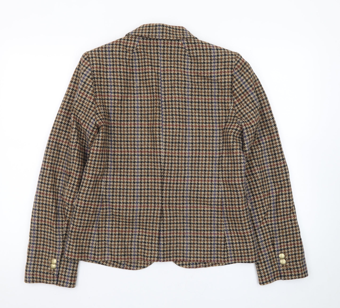 J.Crew Women’s Brown Houndstooth Wool Blend Blazer Jacket UK 10