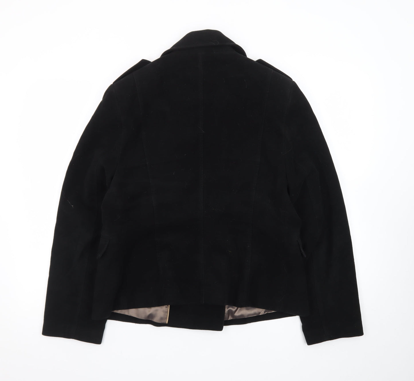 Next Women Black Cotton Double-Breasted Blazer Jacket Size 16