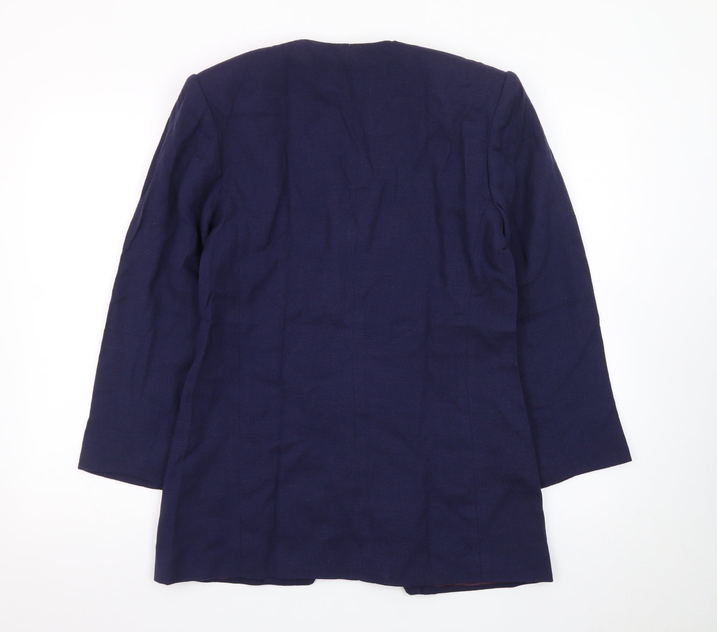 Rickie Freeman Terijon Women Blue Wool Long Blazer Size 10