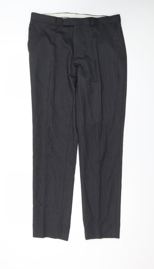 Marks and Spencer Men's Grey Wool Dress Trousers 32W 31L