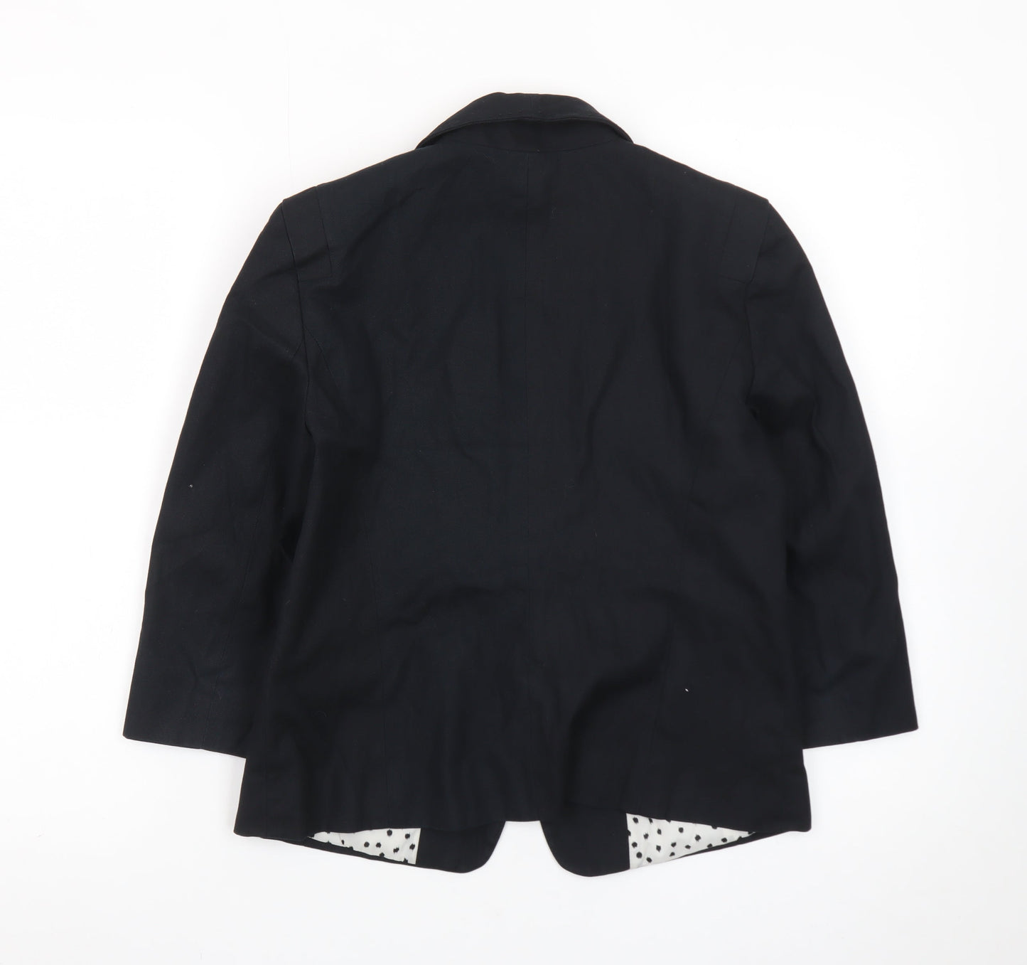 Ann Taylor Women Black Petite Blazer Single-Breasted Size 10P Cotton Blend