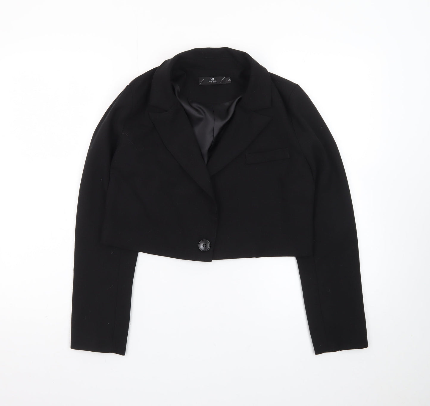 Aloha Studio Women's Black Cropped Single-Breasted Blazer Size S