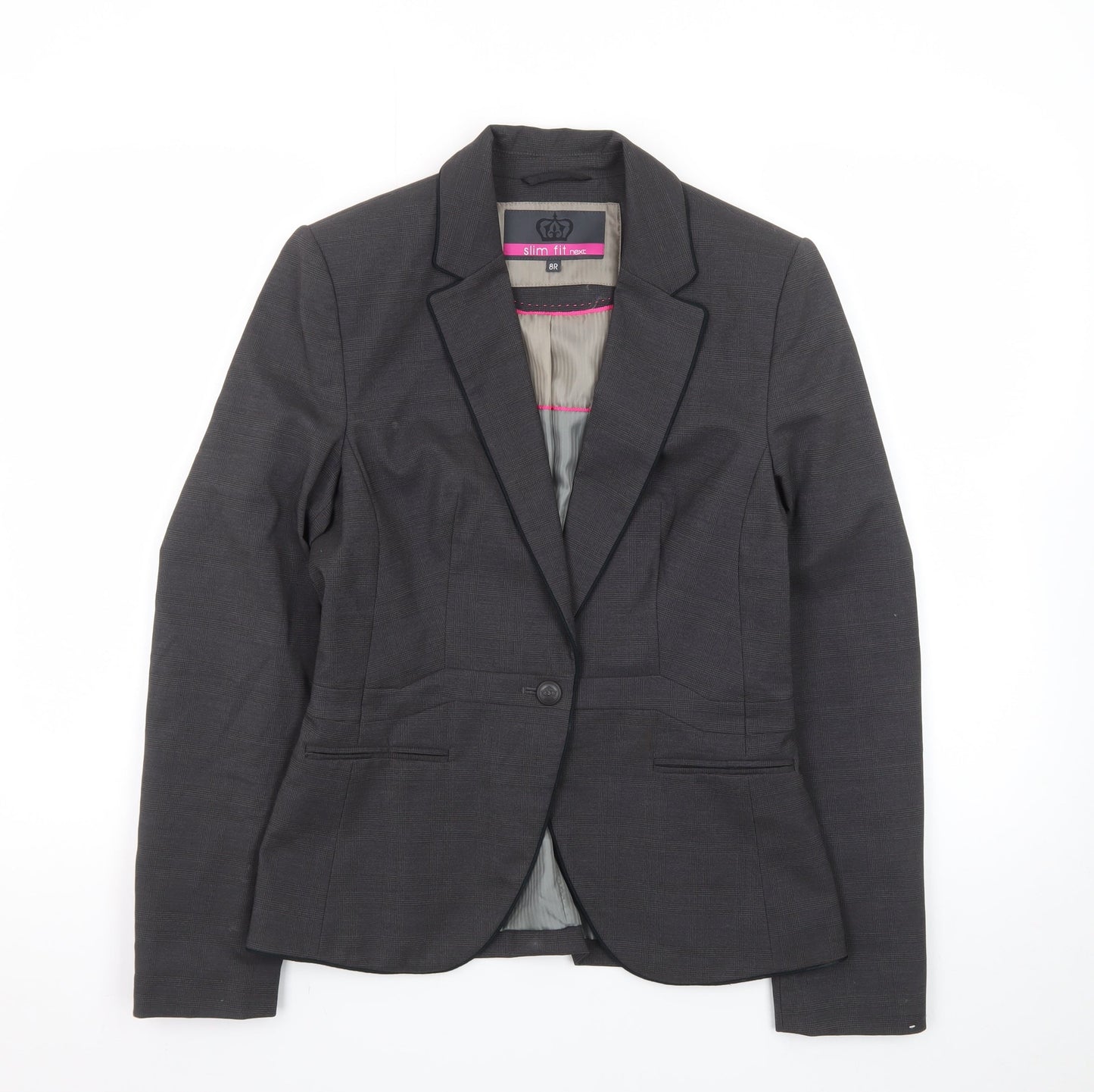 Next Women's Grey Slim Fit Blazer Jacket Size 8R Tailored Workwear