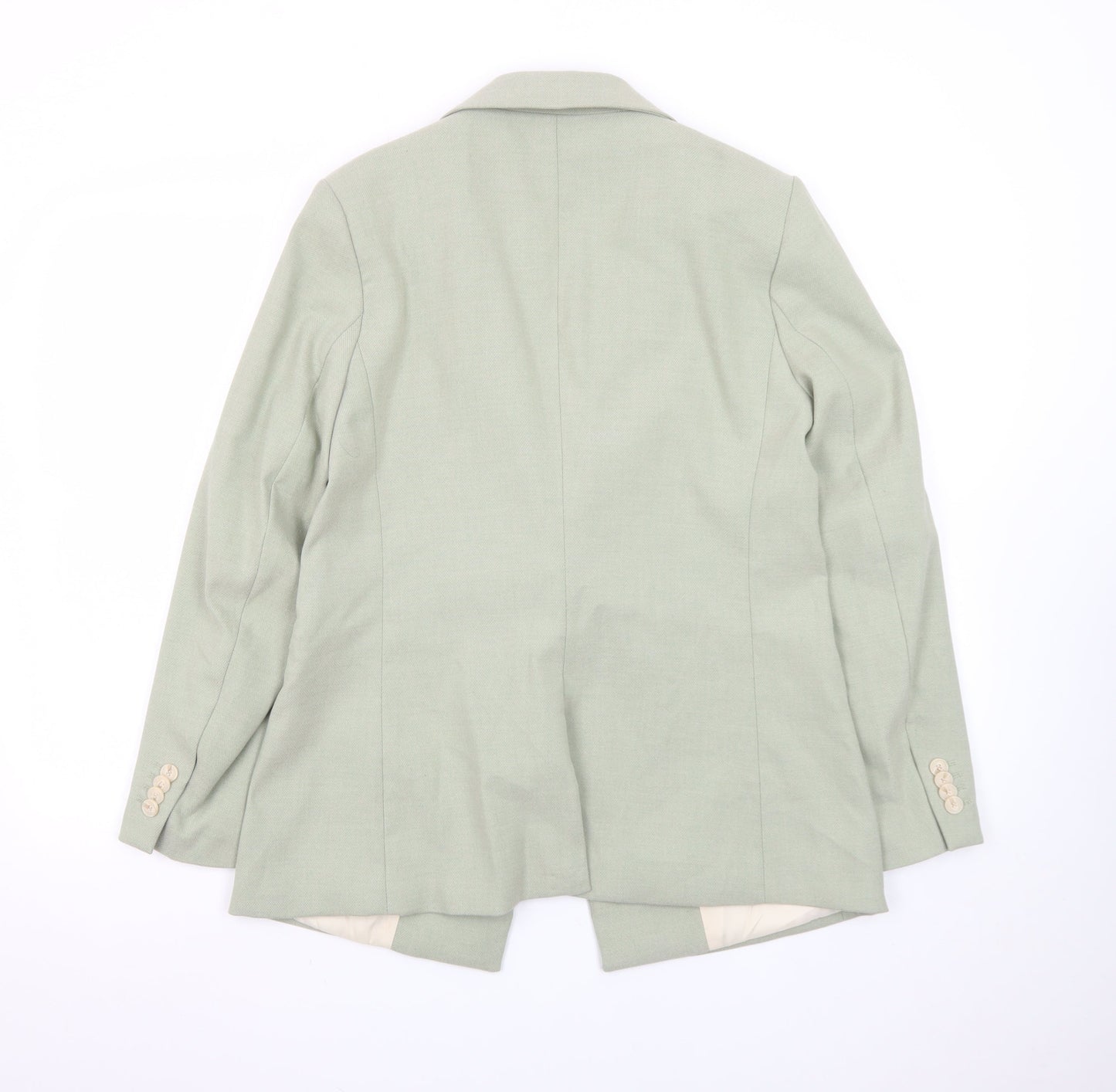 H&M Women Sage Green Single Breasted Blazer UK 14 Polyester Blend