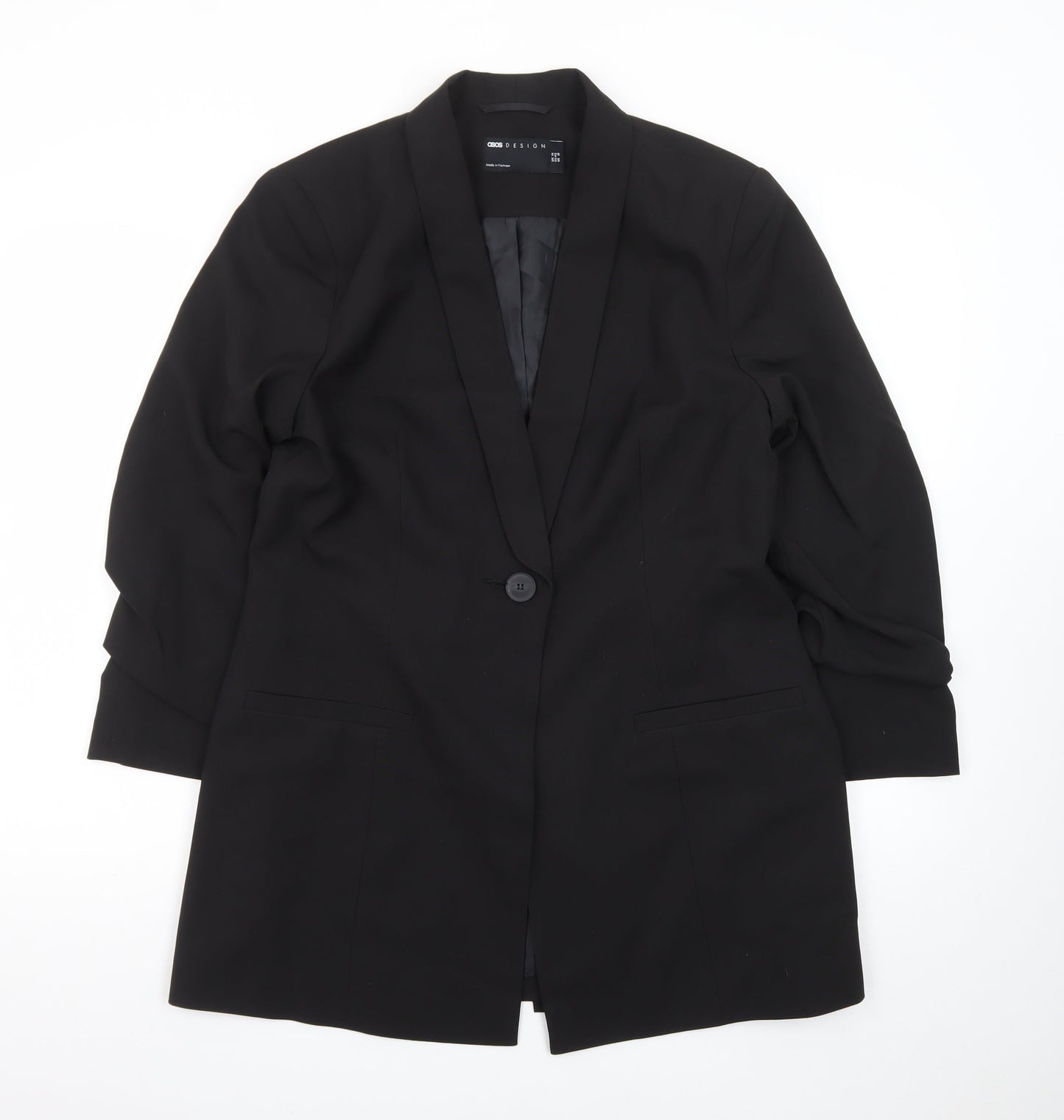 ASOS Design Women's Black Longline Shawl Collar Blazer UK 14