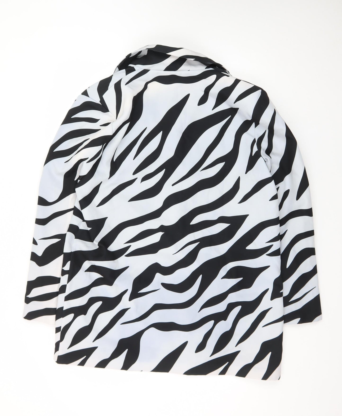Boohoo Women’s Black White Zebra Print Double Breasted Blazer UK 12