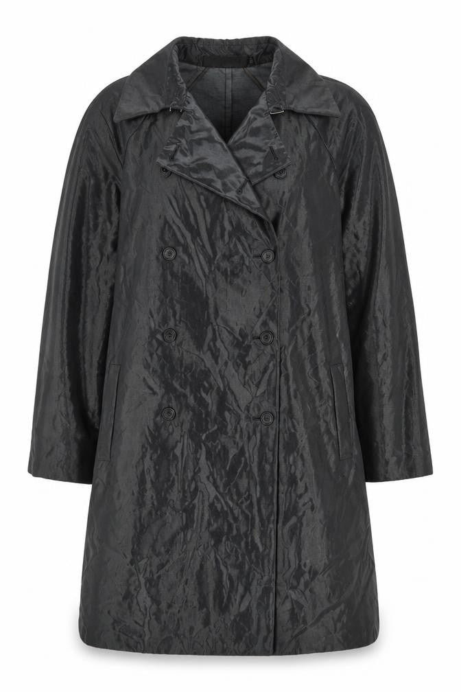 Calvin Klein Womens Black Wool Blend Double-Breasted Coat Size 18