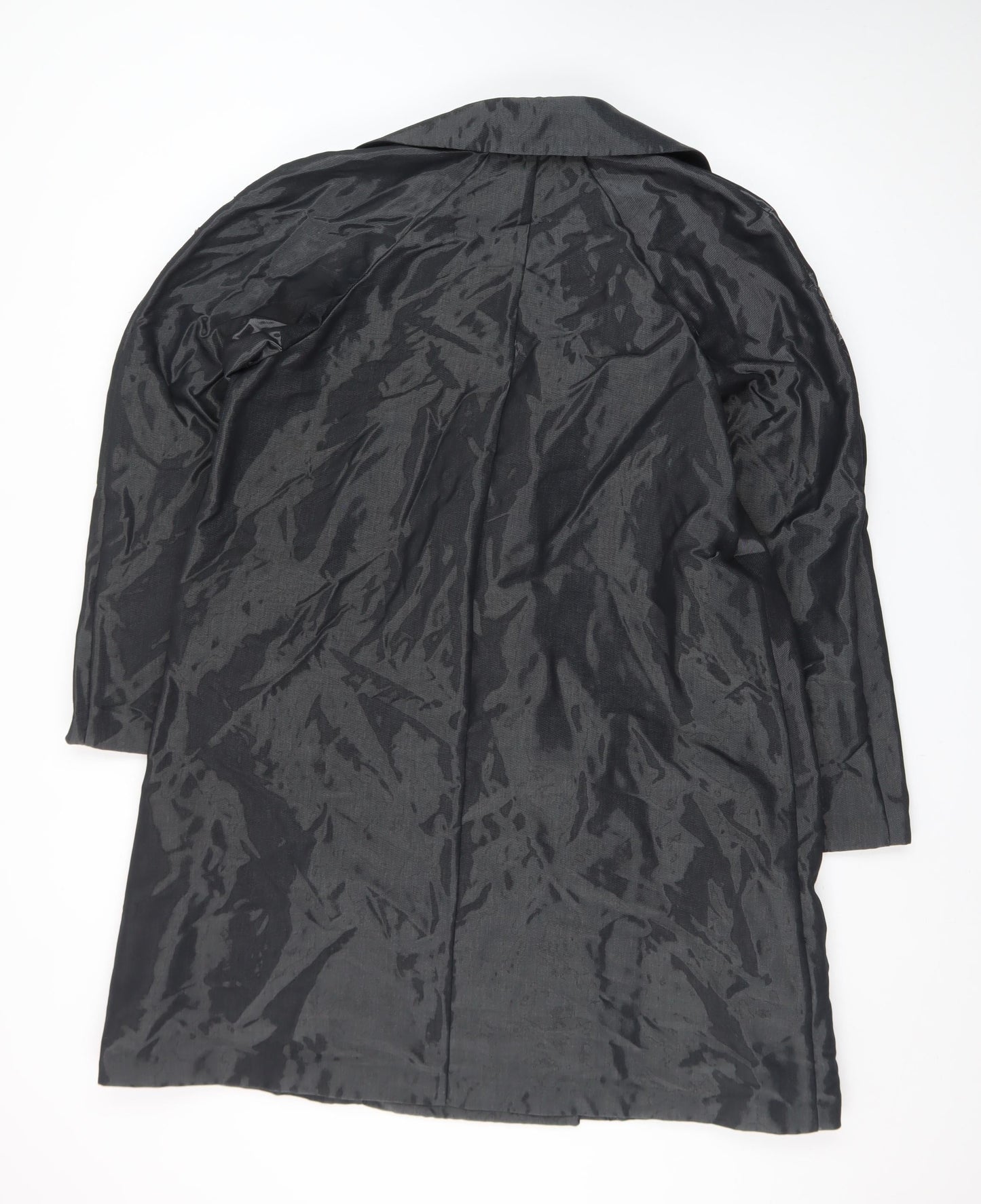 Calvin Klein Womens Black Wool Blend Double-Breasted Coat Size 18