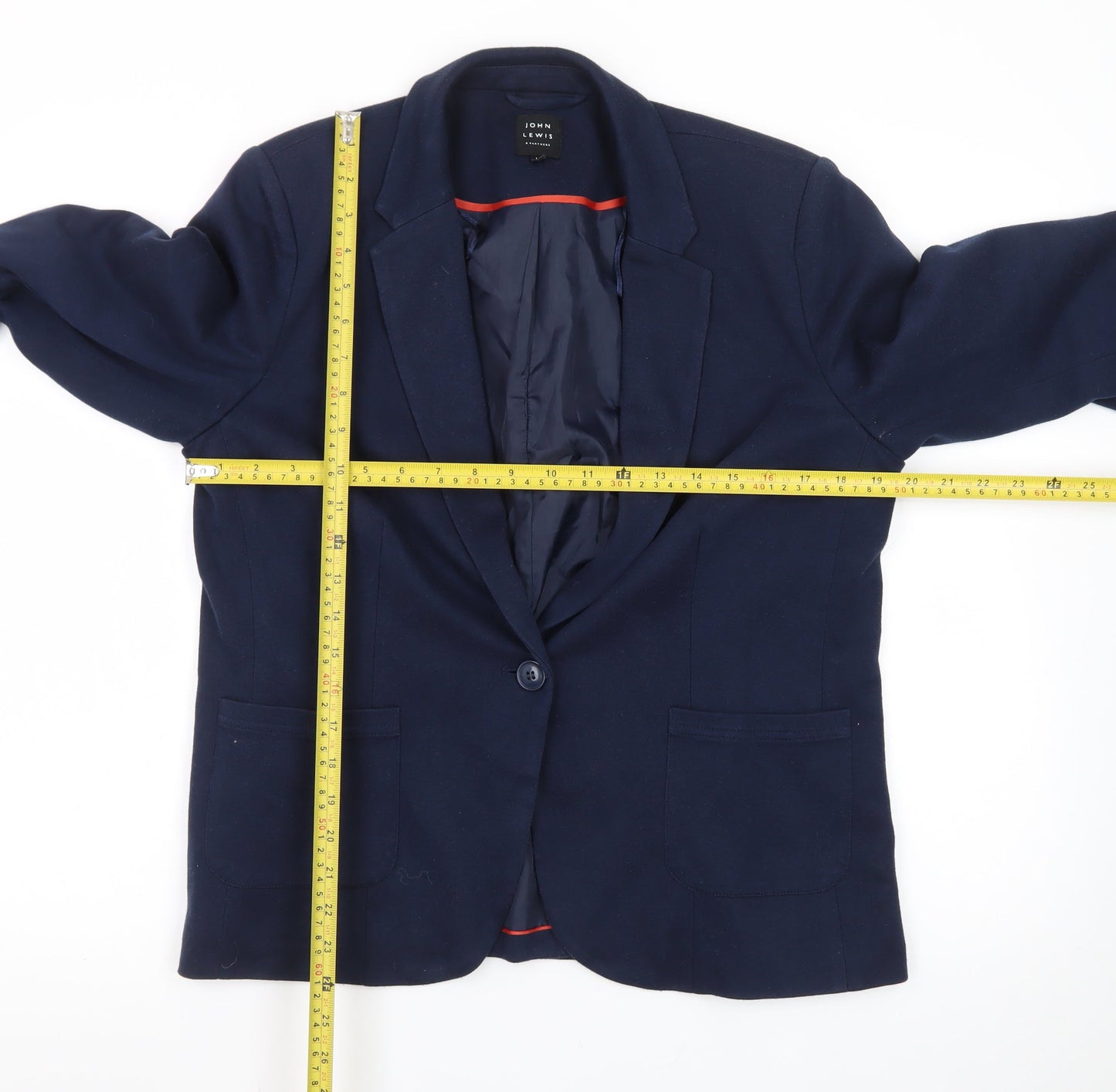 John Lewis Women Navy Blue Size 14 Classic Single-Breasted Blazer