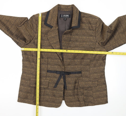 Larry Levine Classics Women Brown Size 18 Single-Breasted Blazer