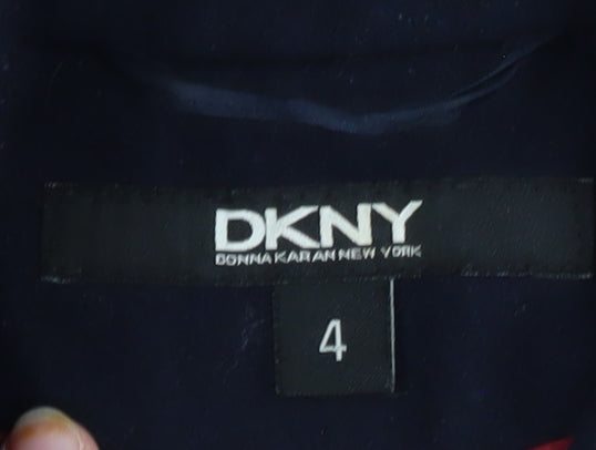 DKNY Women's Blue Wool Pea Coat Size 8 Classic Short Double-Breasted