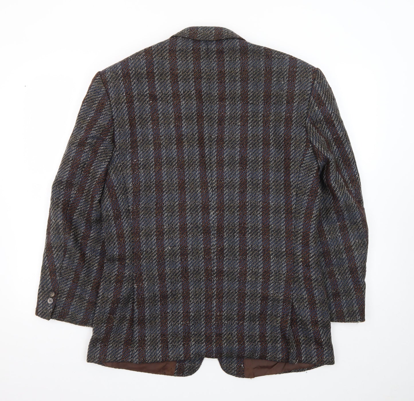 Yves Manoir Women Brown Wool Tweed Checked Single-Breasted Blazer Size 18