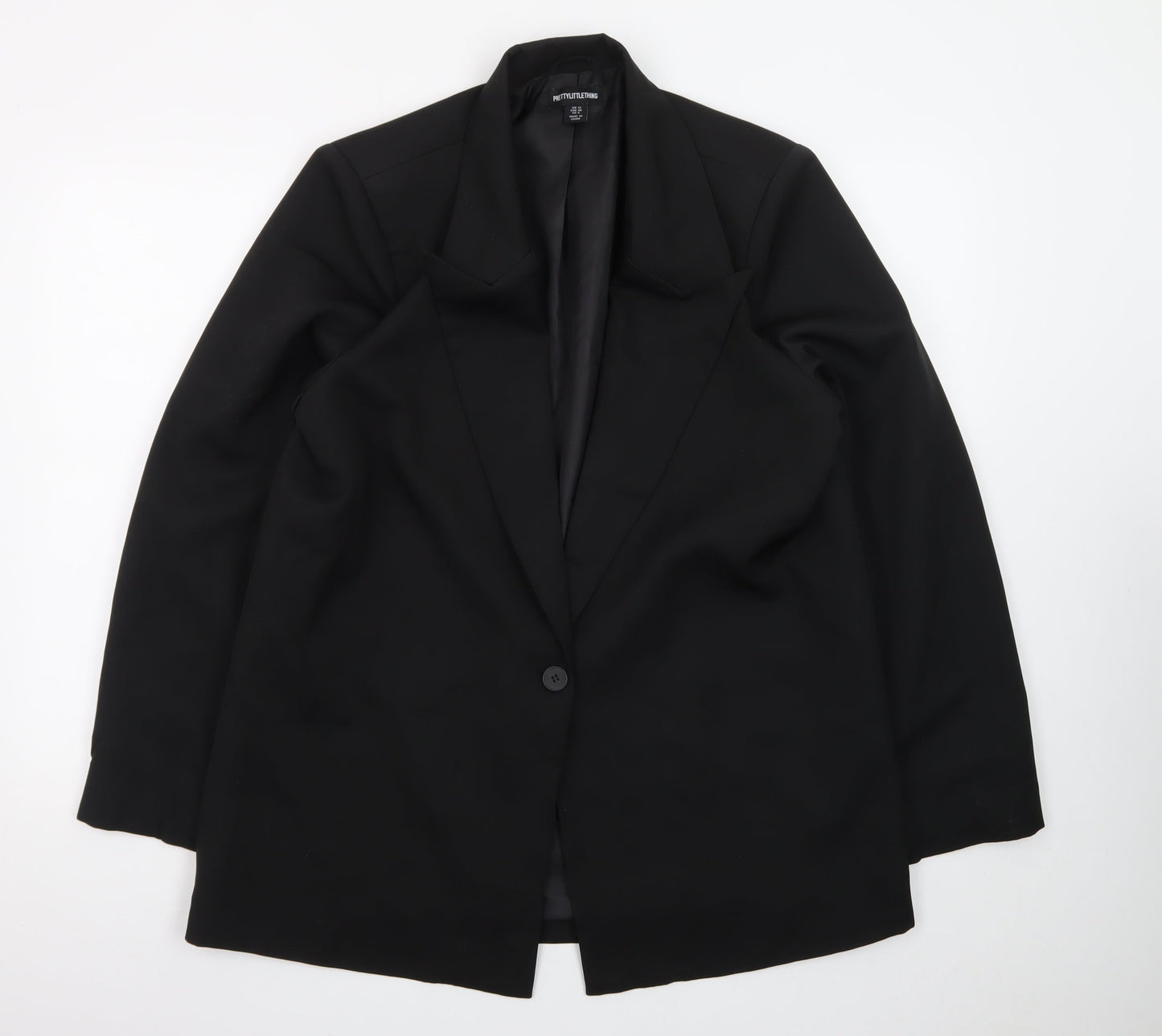 PrettyLittleThing Women’s Black Size 12 Single-Breasted Blazer