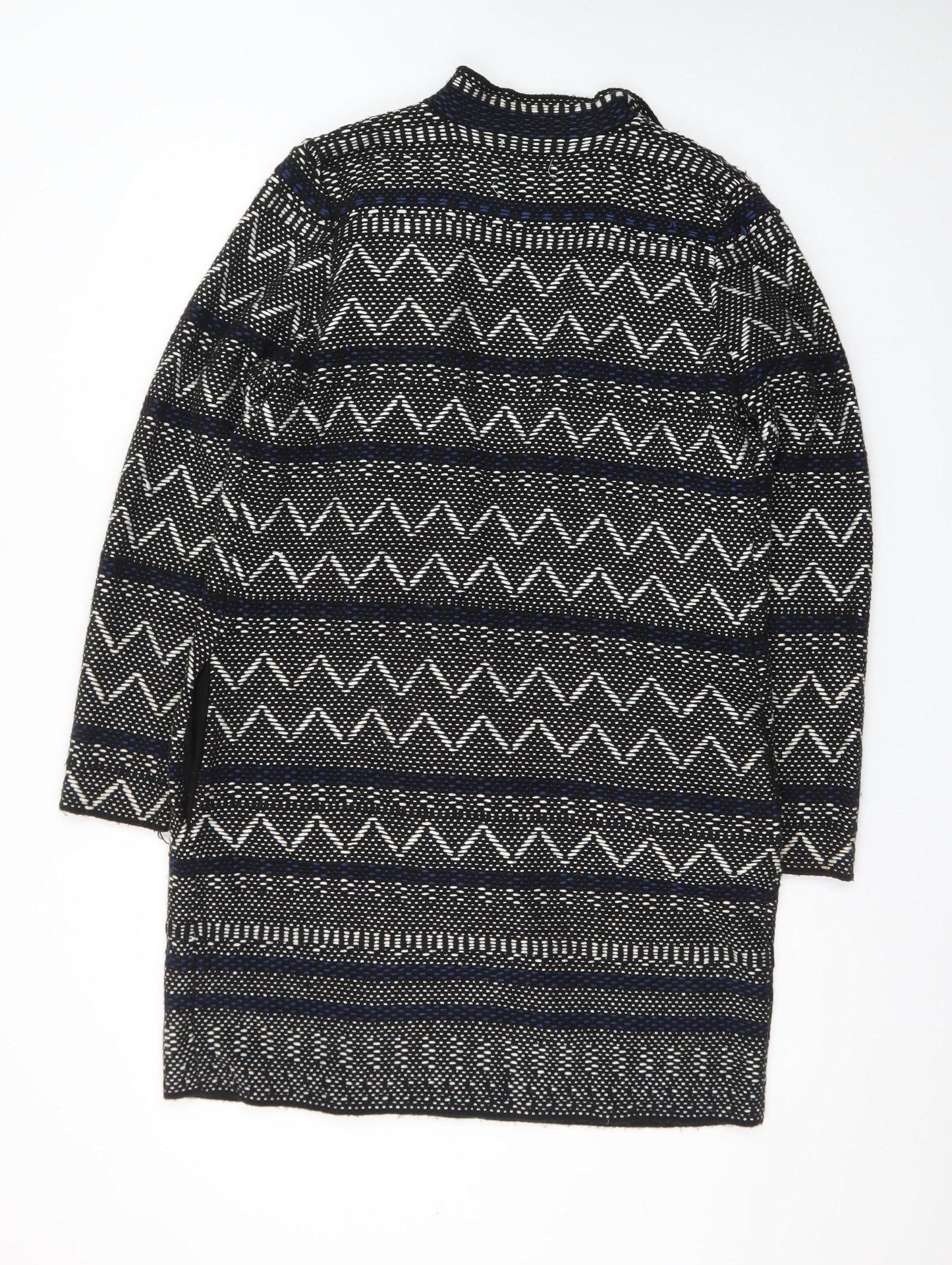 Soon Womens Black Geometric Knit Open Cardigan Size 14