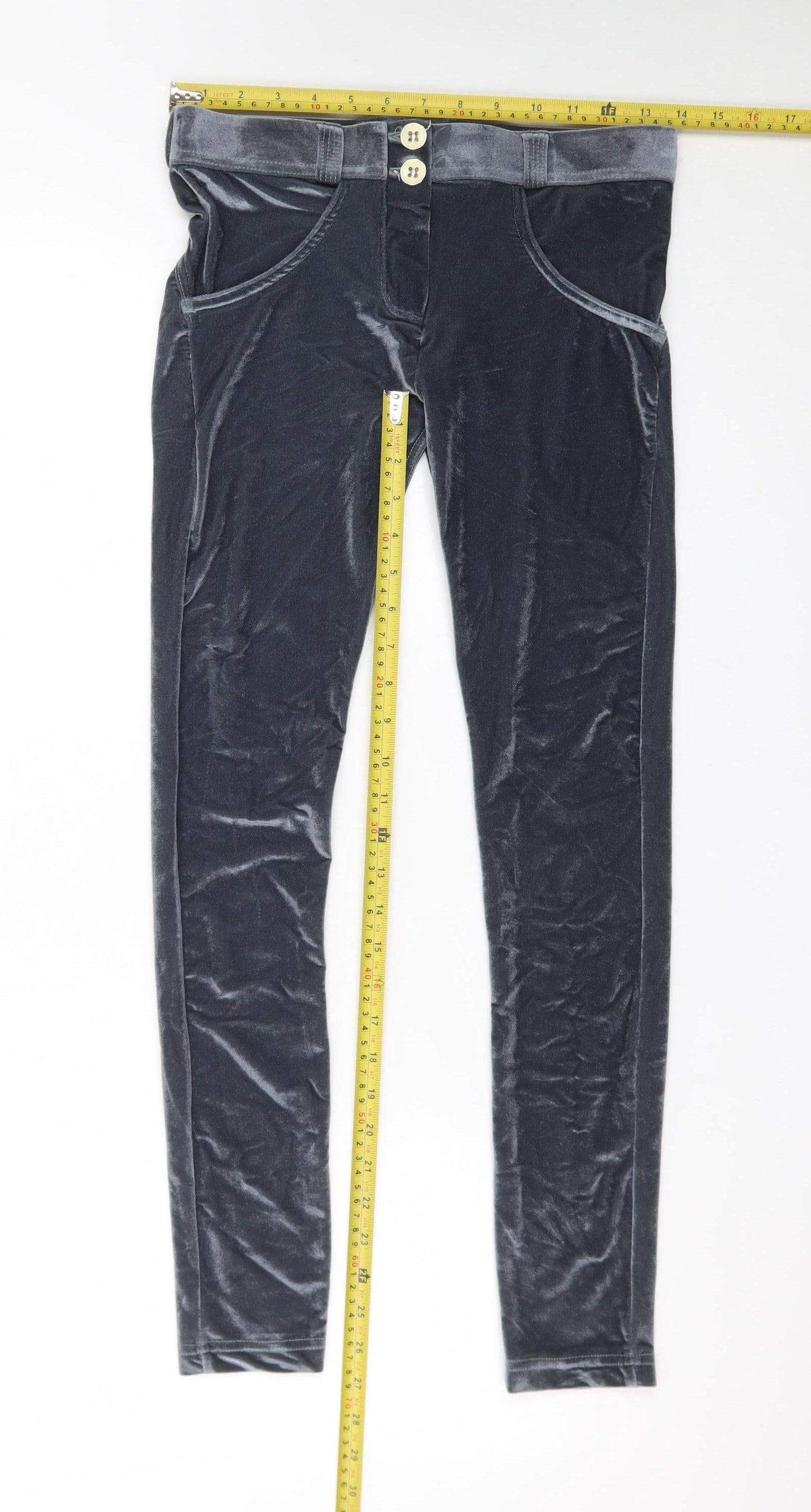 Freddy Women’s Grey Velvet Slim Fit Leggings Size 8