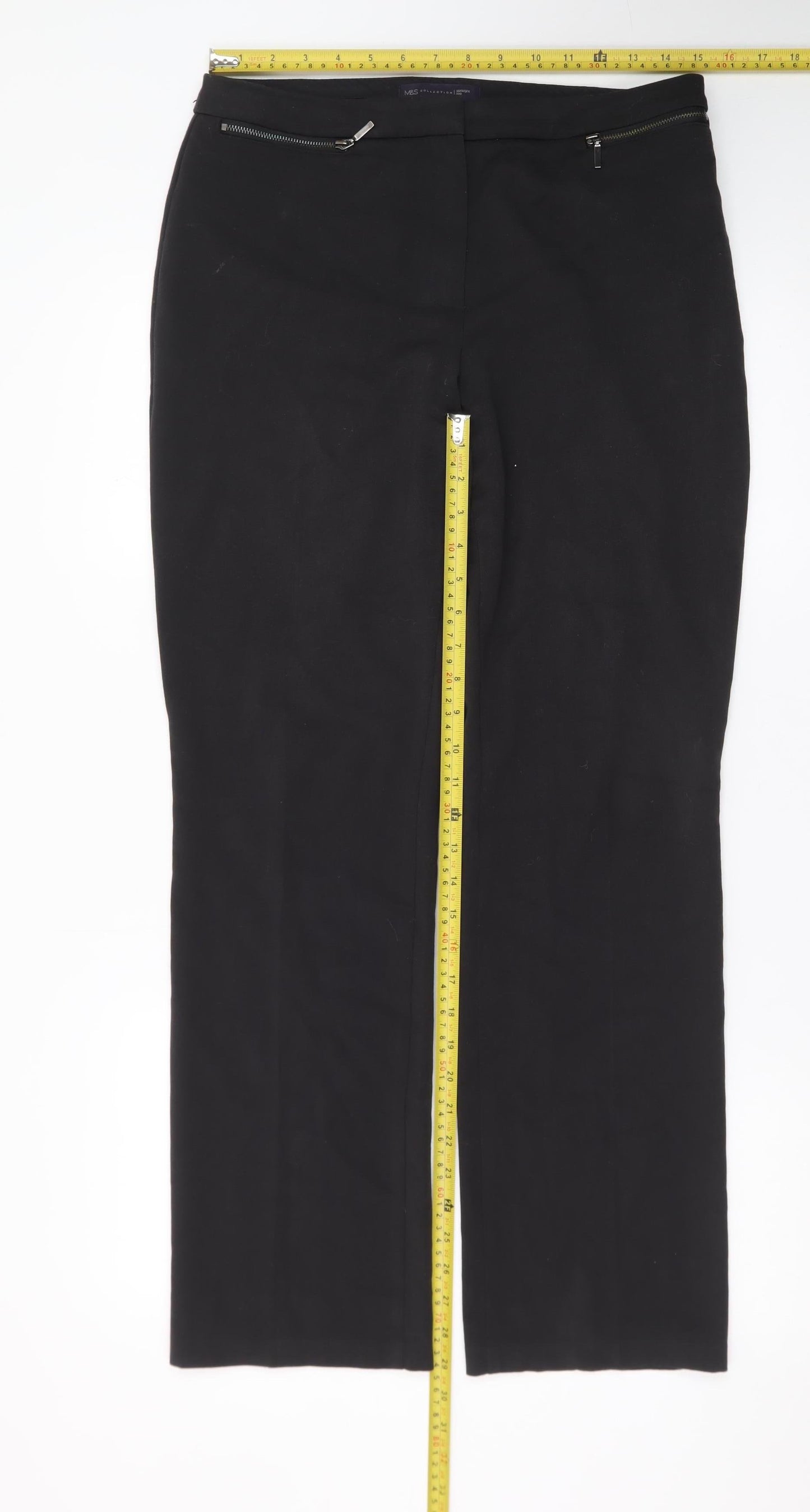 Marks and Spencer Women’s Black Size 10 Straight Leg Stretch Trousers