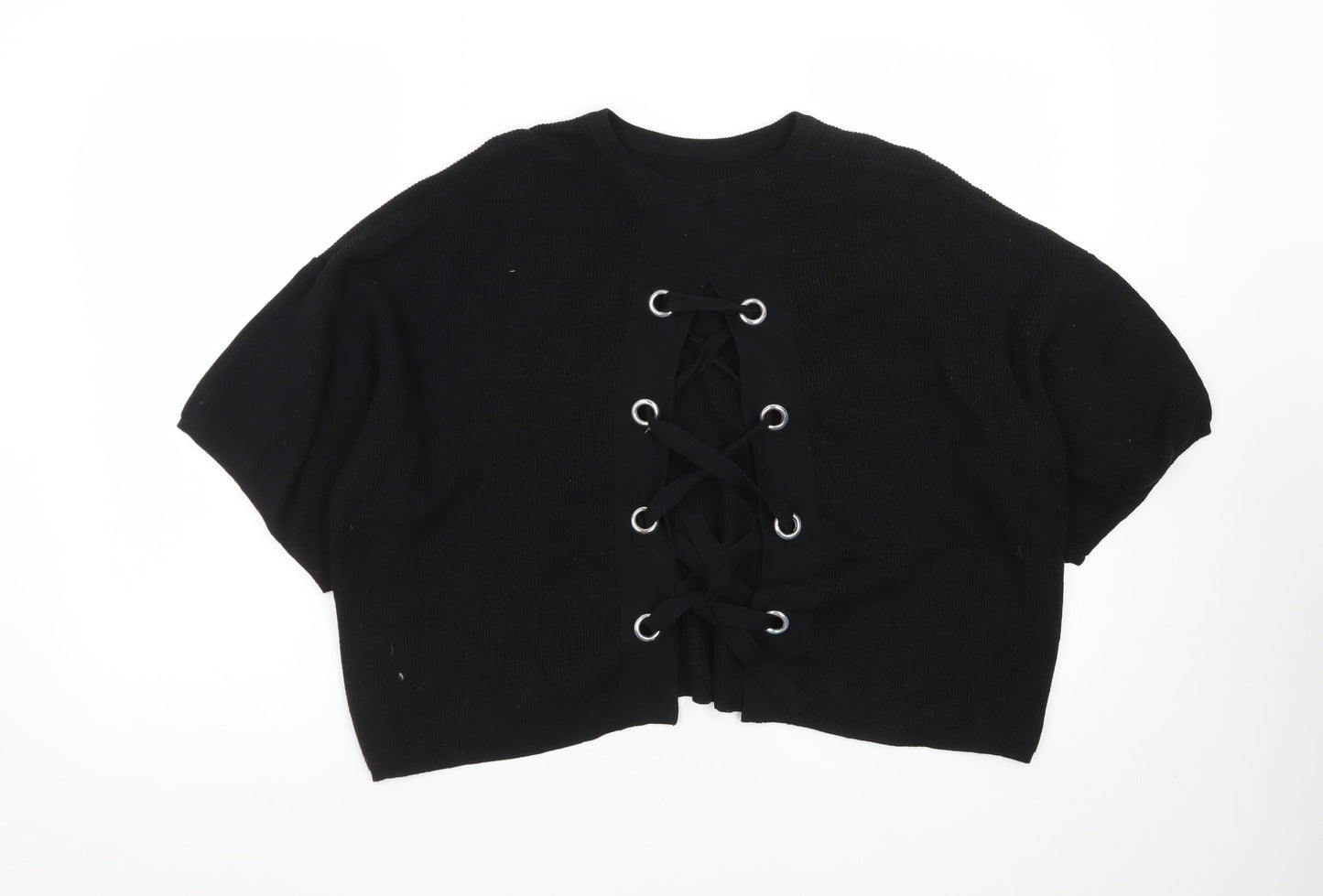 Sweewë Paris Womens Black Knit Lace-Up Cardigan M