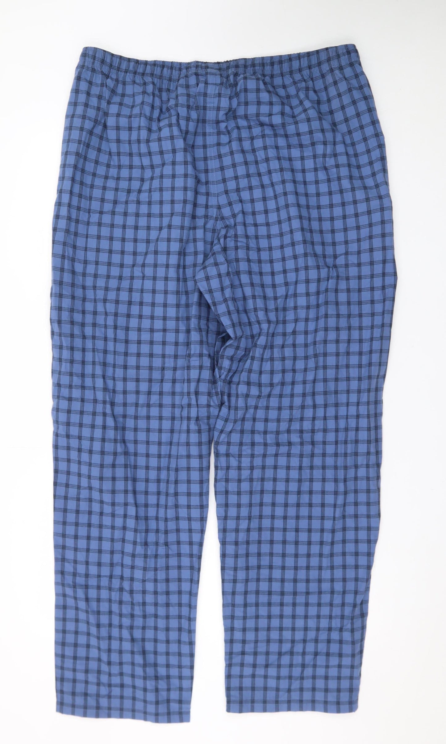 Marks and Spencer Men's Blue Check Cotton Lounge Pants XL
