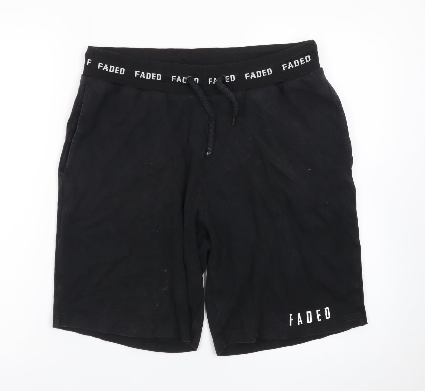 FADED Men's Black Sweat Shorts Size M Drawstring Waist Casual