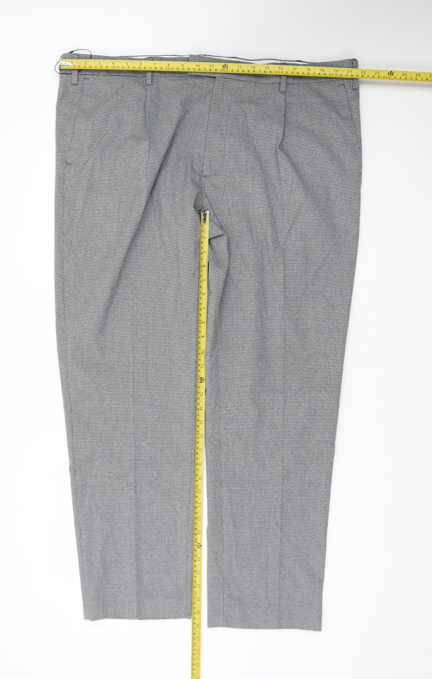 Marks and Spencer Men's Grey Checked Dress Pants 44in Waist Regular Fit