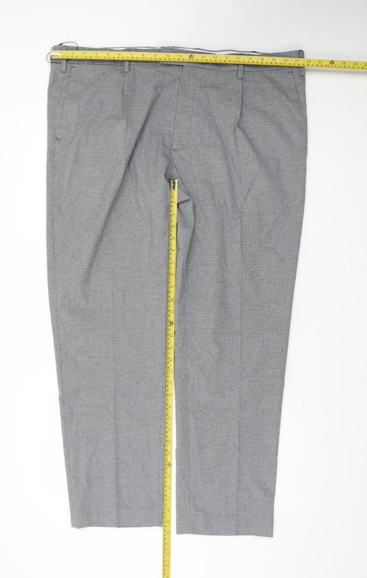 Marks and Spencer Men's Grey Checked Dress Pants 44in Waist Regular Fit