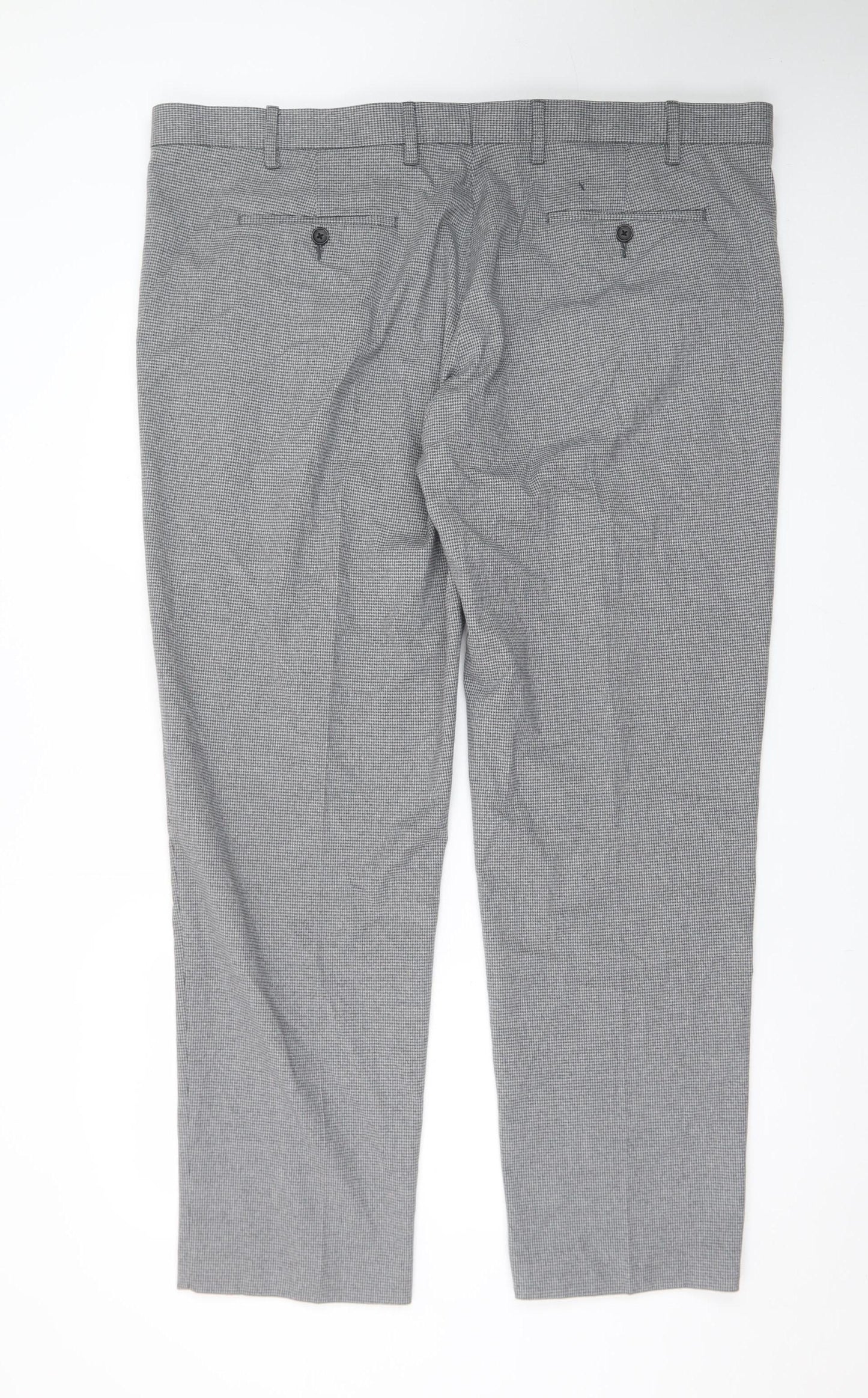 Marks and Spencer Men's Grey Checked Dress Pants 44in Waist Regular Fit