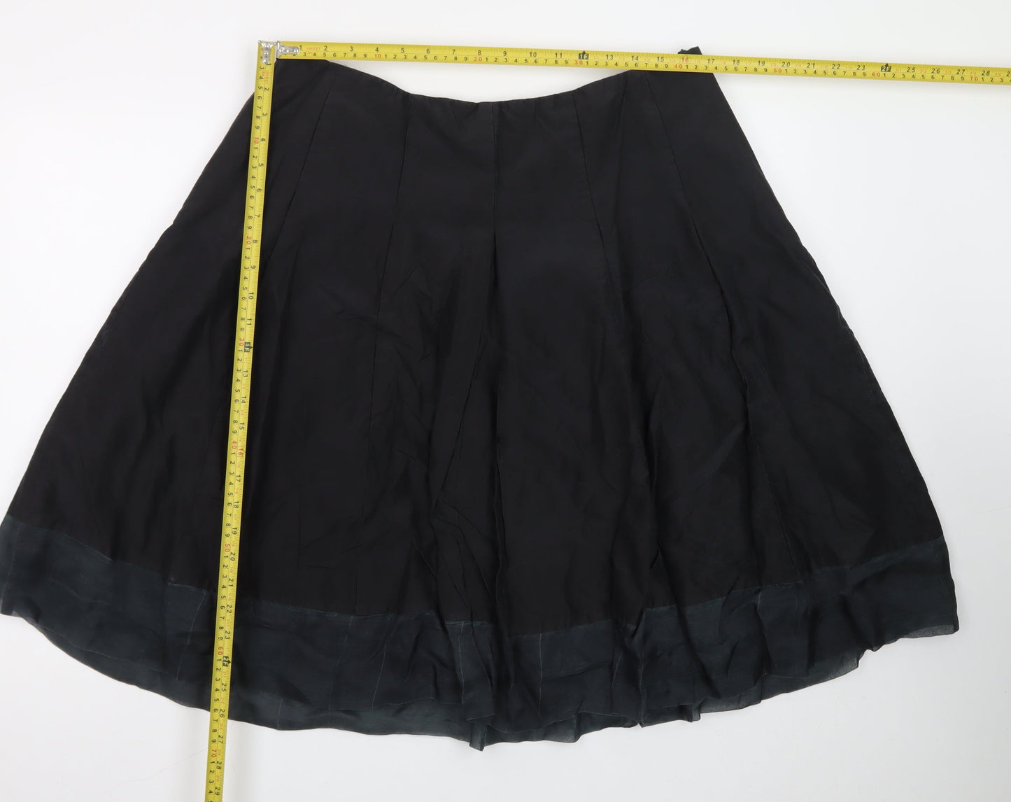 Monsoon Women Black Silk A-Line Knee Length Skirt Size 18