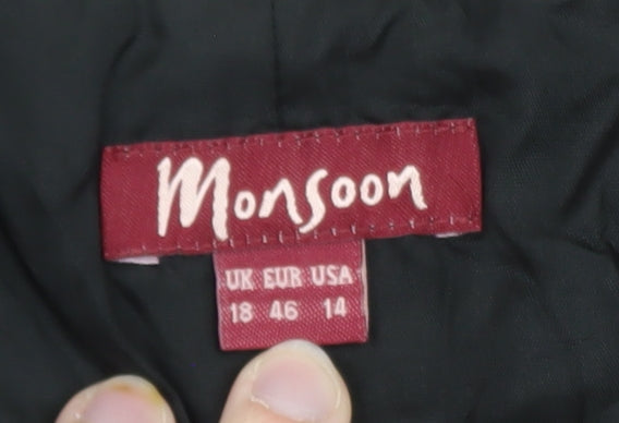 Monsoon Women Black Silk A-Line Knee Length Skirt Size 18